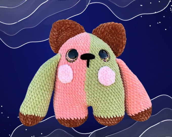 Handmade Crochet Bear Plushie – Ultra Soft Velvet Teddy Toy, Kawaii Stuffed Animal