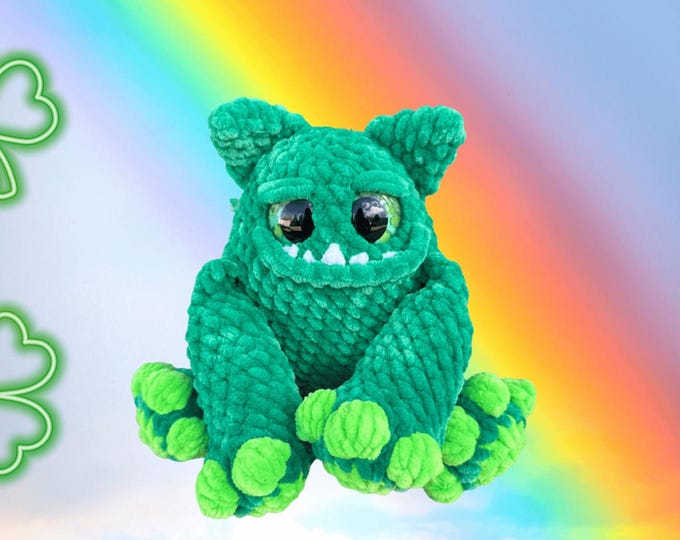 Handmade Crochet Luck Monster Plush | Irish St. Patrick's Day Decor Toy