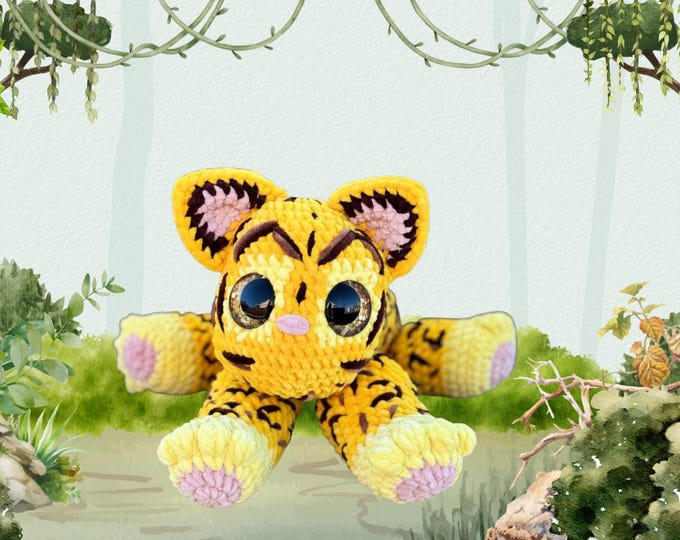Large Handmade Crochet Cheetah Plushie – 24" Cozy Jungle Decor