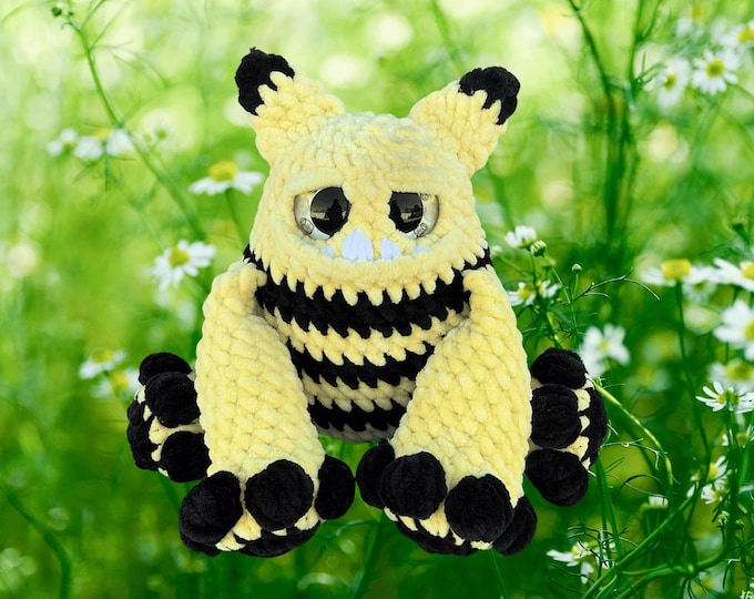 Crocheted Bumblebee Monster Plush Toy | Amigurumi Bee Monster Gift