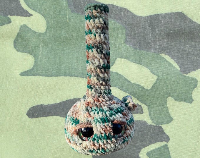 Handmade Camoflauge Bong Crochet Plushie | Funny Stoner Gift | Cute Weed Decor | 420 Camo Room Decor | Chill Vibe Gift for Friends