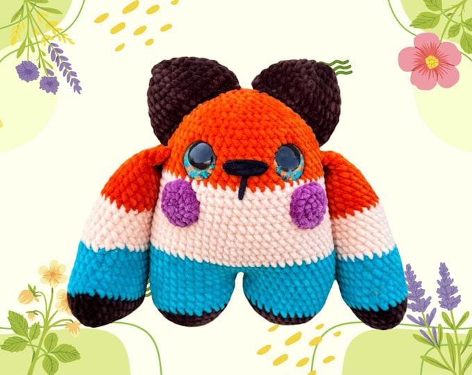 Handmade Crochet Huggie Bear Plushie – Striped Velvet Teddy Toy, Kawaii Stuffed Animal