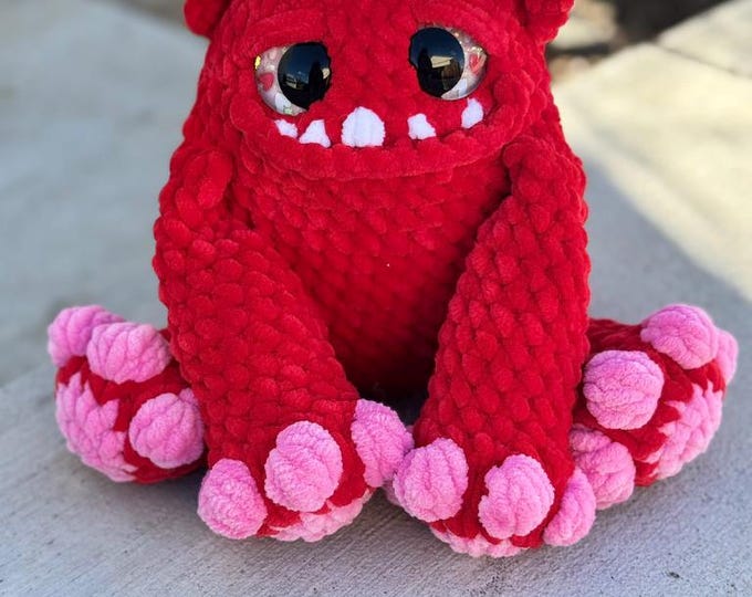 Handmade Crochet Love Monster Plushie | Quirky Desk Buddy, Valentine Gift
