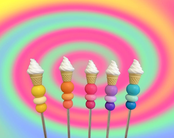 10" Single Scoop Ice Cream Amigurumi Sewing Stick: Crochet Plushie Aid | Plushie Knitting Needle | Foodie Ice Cream Cone Ami Stick