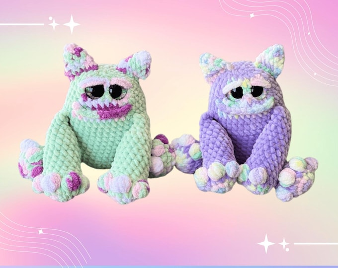 Handmade Crochet Easter Monster Plushie | Pastel Amigurumi Stuffed Toy Basket Filler