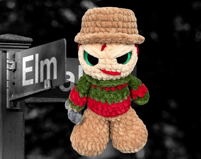Creepy Doll Plush in Chenille Yarn, Nightmare Stalker Crochet Horror Collectible
