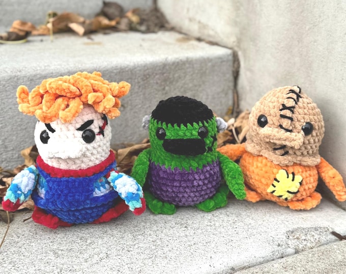 Halloween Crochet Duck Plushies: Sam, Frankenstein, Chucky Duck Handmade Amigurumi
