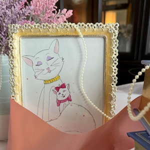 White Cat Mom and Daughter || Baby girl Nursery wall art print or baby shower decor for coquette room decorations