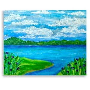 Moody Marsh Scene // Print of original oil pastel painting of southern marsh perfect gift for mom or decor for grandmillenial home
