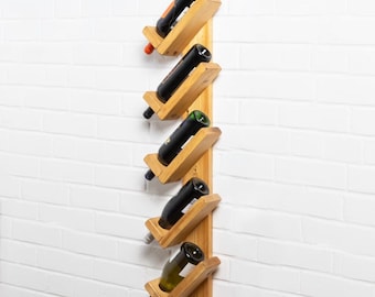 Handmade Wooden Wine Rack, Wall Mounted Wine Bottle Holder, Rustic Home Bar Decor, Housewarming Gift, Maine Woodworking