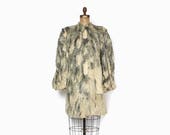 Vintage 40s FUR Coat 1940s WWII Era Balloon Sleeve Curly Silver Gray Lamb Fur Winter Coat