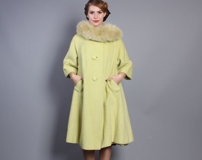 60s Lilli Ann MOHAIR COAT / FOX Fur Collar & Pistachio Green Etsy