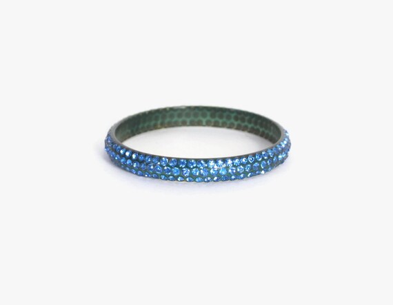 Vintage 20s 30s Celluloid BANGLE / 1930s Blue RHIN