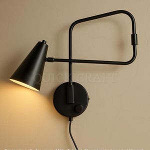 Mid-Century Modern Brass Swing Arm Wall Lamp | 1950s Vintage Adjustable Sconce Light for Bedroom or Living Room Décor