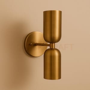 QLP®-Handcrafted Mid-Century Brass Wall Sconce | Dual Light Vintage Lamp | Modern Retro Wall Lighting for Living, Bedroom & Office