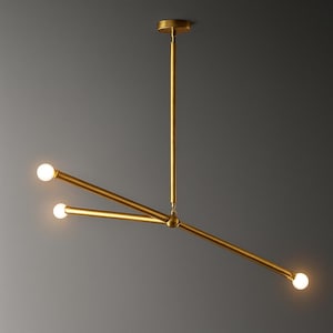 QLP®-Handmade Brass Sputnik Chandelier – 3-Arm Mid-Century Modern Ceiling Light Fixture | Vintage Pendant Lighting for Living & Dining Rooms