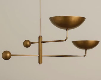 Brass Sputnik Chandelier: Mid-Century Modern Ceiling Light