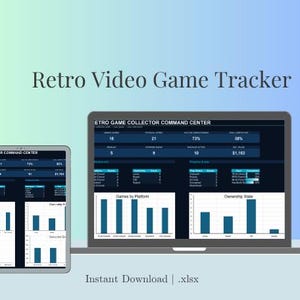 Samlingsspårare för retrovideospel, kalkylblad för CIB-inventering och eftersläpning, instrumentpanel för Excel-samlare