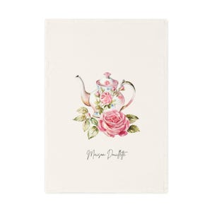 Francuski Vintage Floral Organic Cotton Tea Towel, Fantazyjny wystrój kuchni, Akcesoria domowe Cottagecore, Prezent dla miłośników herbaty, Ręcznik kuchenny