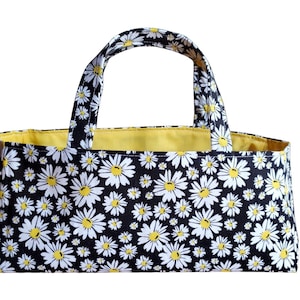 Egg Carton Tote Bag - Holds 12 Eggs  (READY TO SHIP) - Daisey flowers with yellow