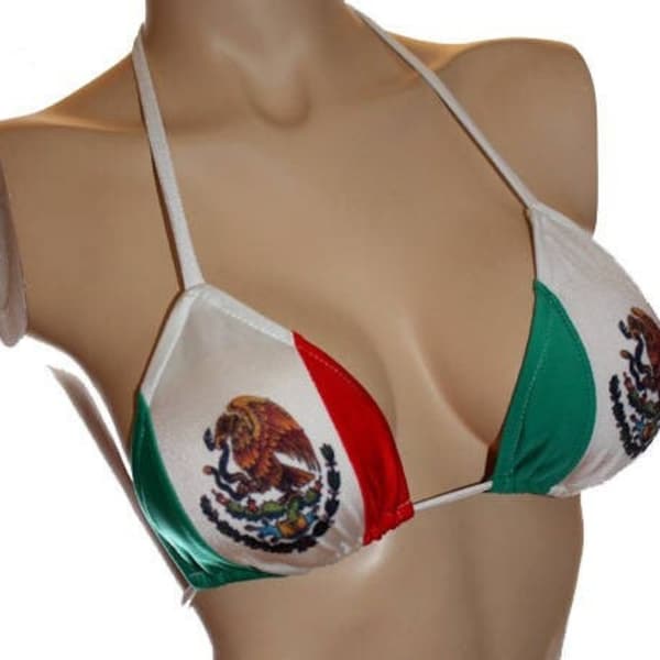 Top de bikini con bandera de México