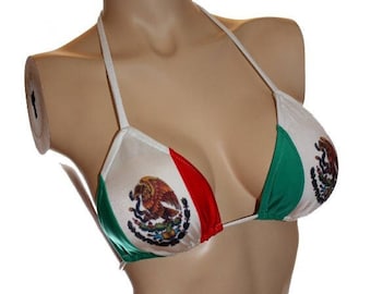 Top de bikini con bandera de México