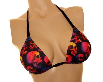 Skulls (Pink/Orange on Black) Triangle Top