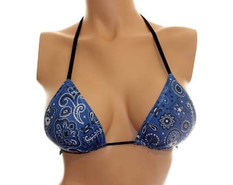 Bandanna Blue - Bikini Top - Triangle Top