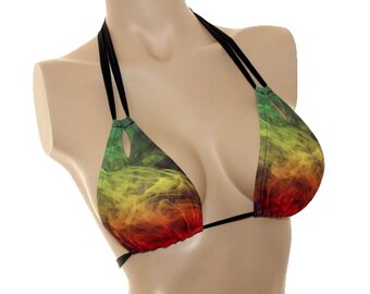 Rasta Smoke Triangle Top with Cute Out