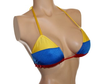 Haut de bikini drapeau colombien (plusieurs options de couverture)