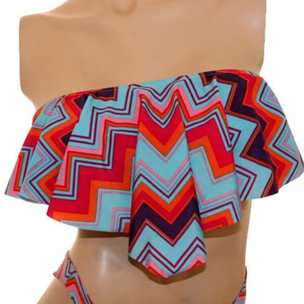 Danielle Bikini Blue Chevron Print
