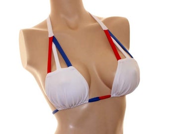 Red, White and Blue 3 Strap Bikini Top