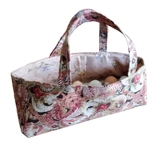 Egg Carton Tote Bag - Holds 12 Eggs  (READY TO SHIP) - Rustic paisley print with flowers