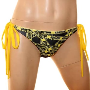 Caution Tape - Skinny Tie Side Bikini Bottoms
