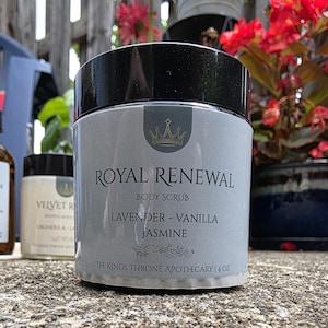 Royal Renewal | Sugar Body Scrub – Lavender, Vanilla & Jasmine | Natural Exfoliating Scrub