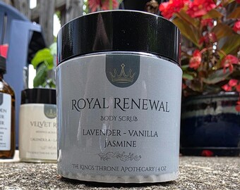 Royal Renewal | Sugar Body Scrub – Lavender, Vanilla & Jasmine | Natural Exfoliating Scrub