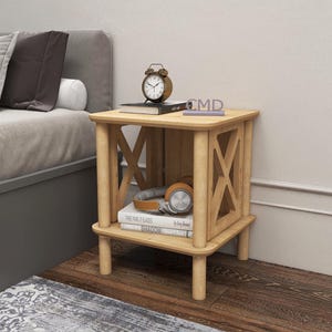 Wooden Nightstand – Minimalist MDF Bedside Table with Shelf – Compact Eco-Friendly Night Table for Bedroom or Guest Room Bedside Cabinet
