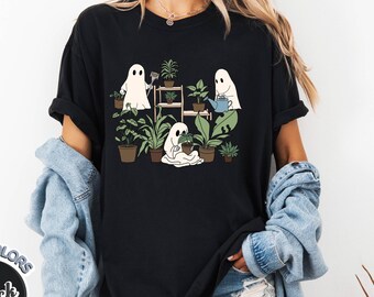 Comfort Colors Ghost Plant T-Shirt | Halloween Gardening Shirt | Plant Lover Ghost Tee | Spooky Houseplant Graphic Tee
