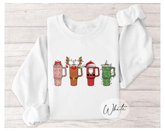 Christmas Coffee Cup Sweatshirt, Cozy Hot Cocoa Crewneck, Festive Latte Lover Shirt, Holiday Mug Gift, Cozy Winter Christmas Top