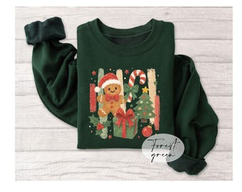 Gingerbread Christmas Sweatshirt, Christmas Cookie Shirt, Holiday Sweatshirt, Cute Christmas Crewneck, Military Green Christmas Gift