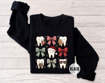 Christmas Dentist Sweatshirt, Dental Christmas Shirt, Cute Tooth Sweater, Dentist Gift, Dental Hygienist Gift, Holiday Dental Crewneck