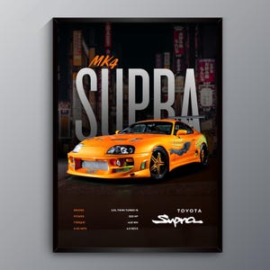 Supra Mk4 | Car Posters | Digital Download | Home Decor | Gift | JDM Poster | Supercar Bundle | Wall Art | Fast and furious | Car Frame