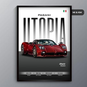 Pagani Utopia | Car Posters | Car Frame | Digital Download | Home Decor | Gift for Boys | Exotic Car Poster | Supercar Bundle | Wall Art