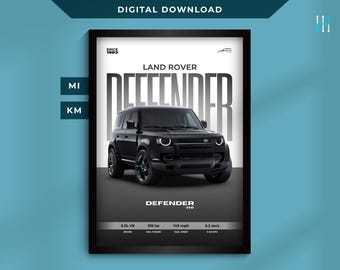 Defender 110 Car Print: Land Rover Off-Road SUV Poster (Digital Download)