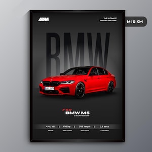 BMW F90 M5 Competition | Car Posters | Car Frame | Digital Download | Home Decor | Gift for Boys | Sportscar Poster | Bundle | Wall Art