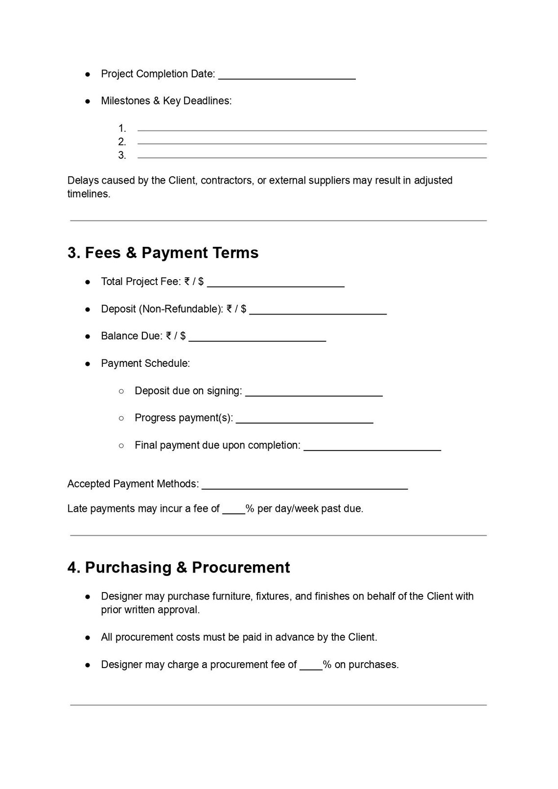 Editable Interior Design Contract Template: PDF & DOC - Etsy