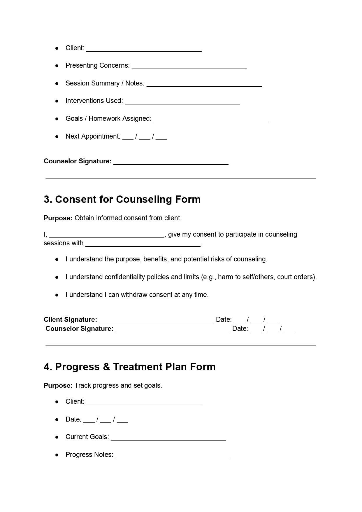 Counseling Forms | Editable DOC & PDF | Therapy Client Templates - Etsy