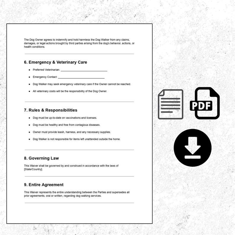 Dog Walking Liability Waiver Bundle Editable DOC PDF Templates for Dog Walking Liability Waiver Bundle Editable DOC PDF Templates for