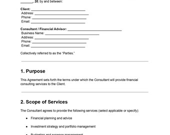 Financial Consulting Contract | Editable DOC & PDF | Client Agreement