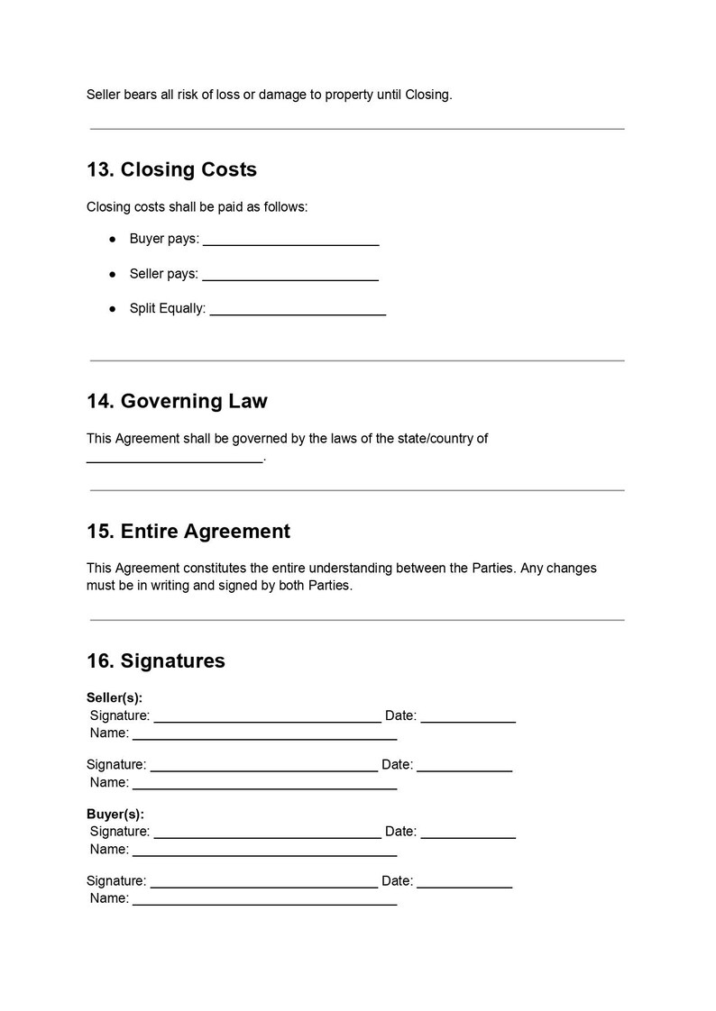 House Contract Example Editable Home Purchase Contract Template (PDF + DOC) - Etsy